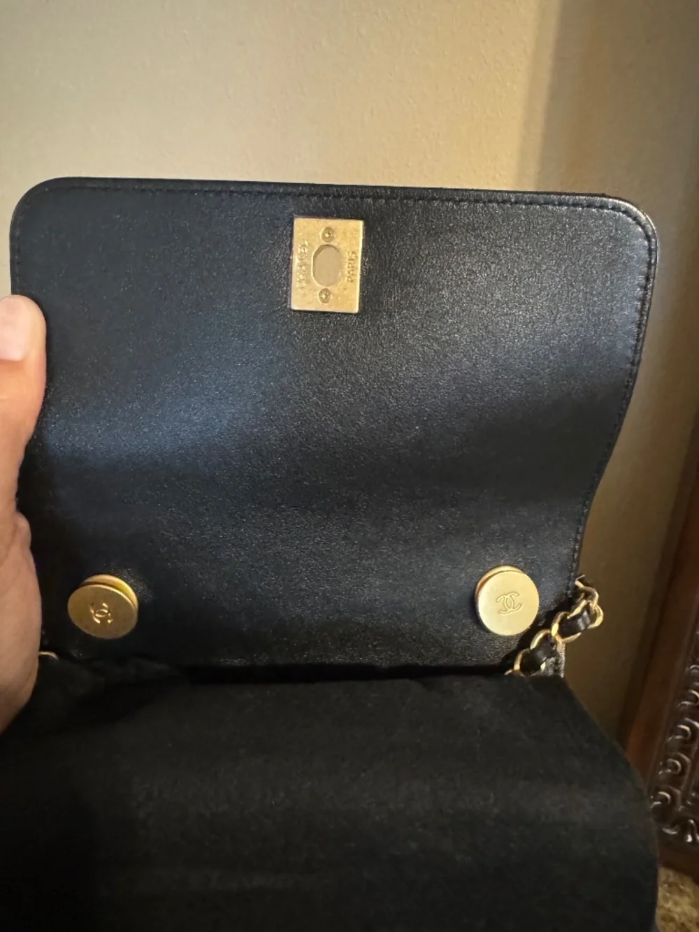 Chanel Black Quilted Mini Shoulder Bag with Gold Chain